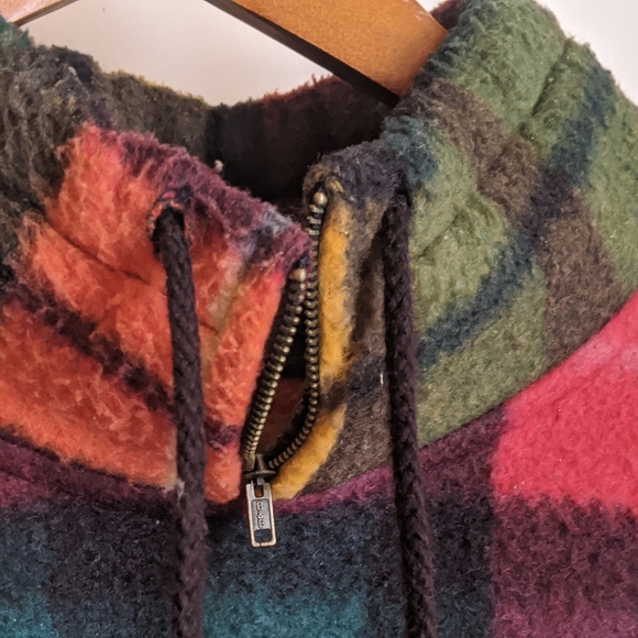 Vintage 90s Limited Multicolor Plaid Longsleeve Half-Zip Fleece Pullover - Picture 4 of 16